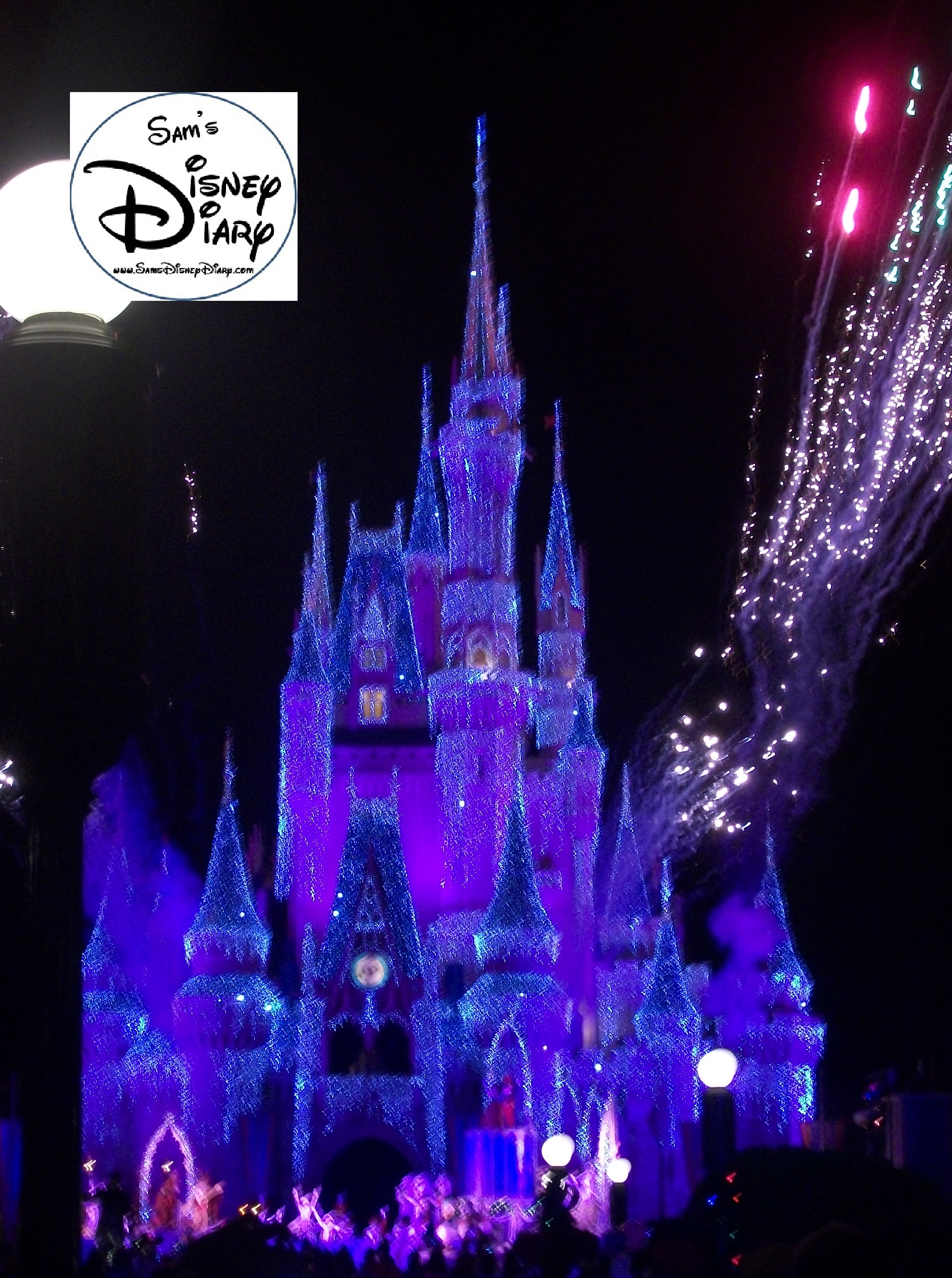 Cinderella Castle alive with Holiday lights during the Christmas Party