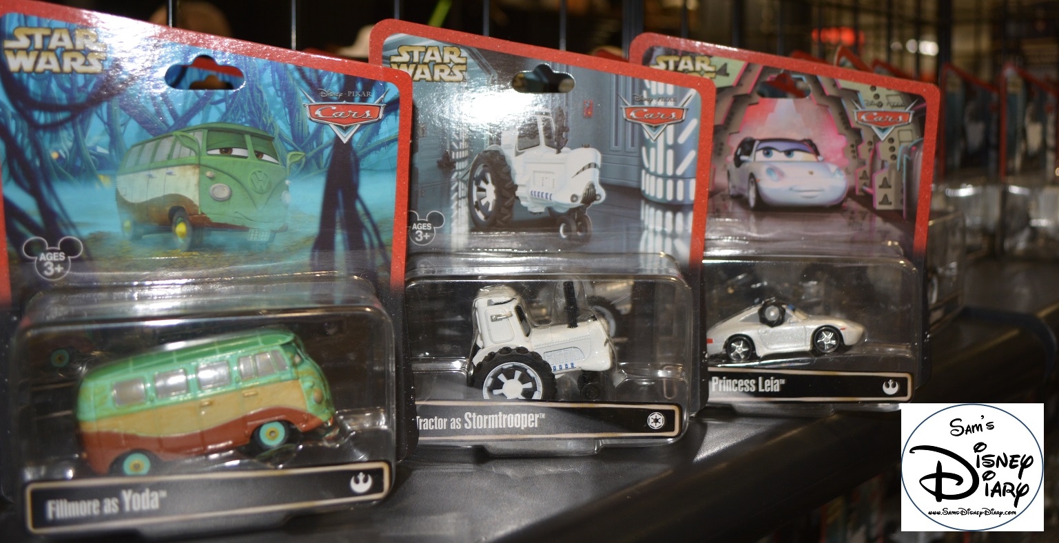New for 2013... Star Wars / Cars! Combine classic Star Wars Characters with Disney/Pixar Cars.. and you get... Fillmore as Yoda, Matter as Darth Vader, and Lightning McQueen as Luke Skywalker.