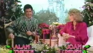 Joan Lunden and Alan Thick host the 1987 Christmas Day Parade from the Magic Kingdom