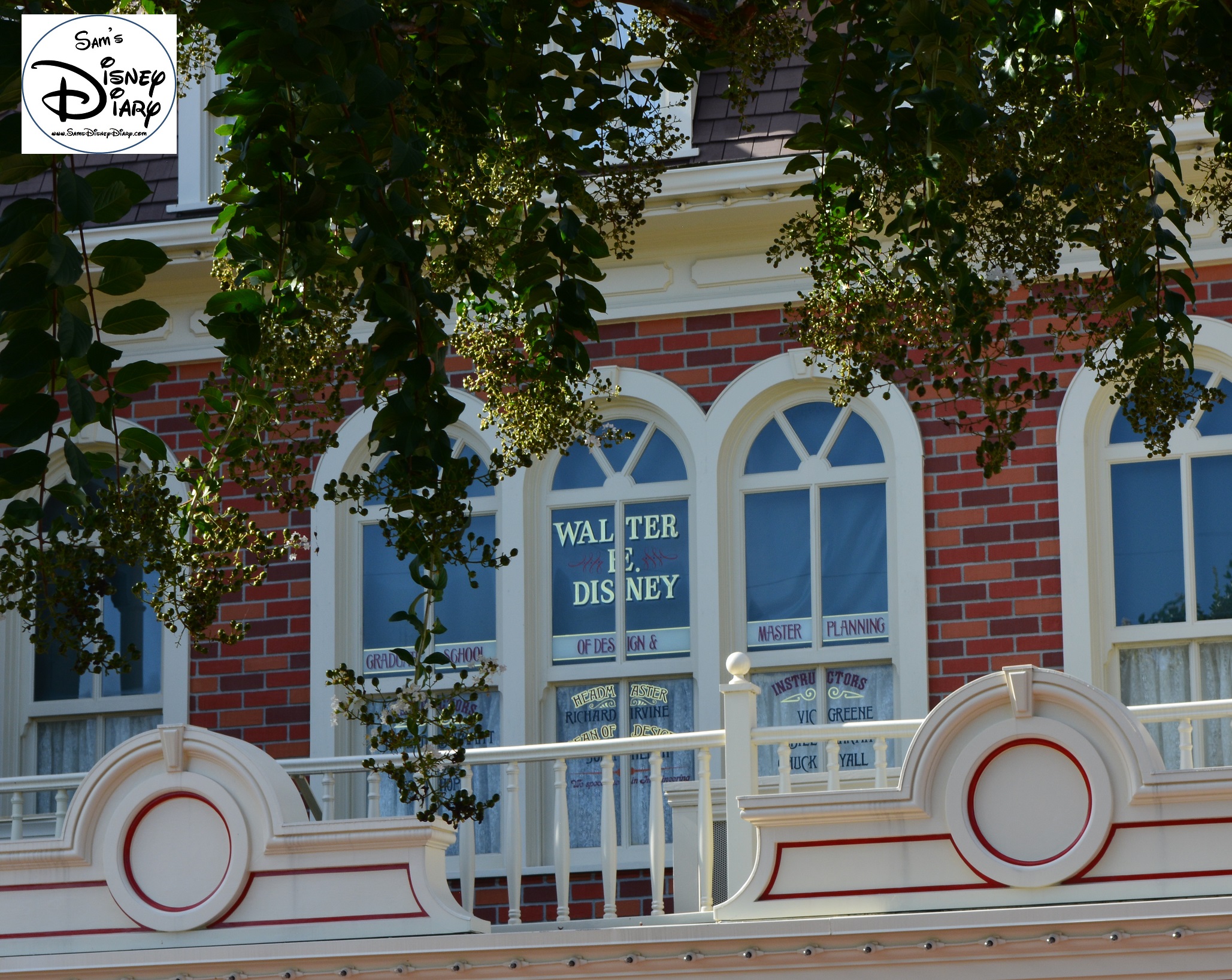 Walt has two windows on Main Street… This one, above the Ice Cream Shop is considered a “closing credit” the only windows seen as you leave the Magic Kingdom. Sort of a wave good bye… 