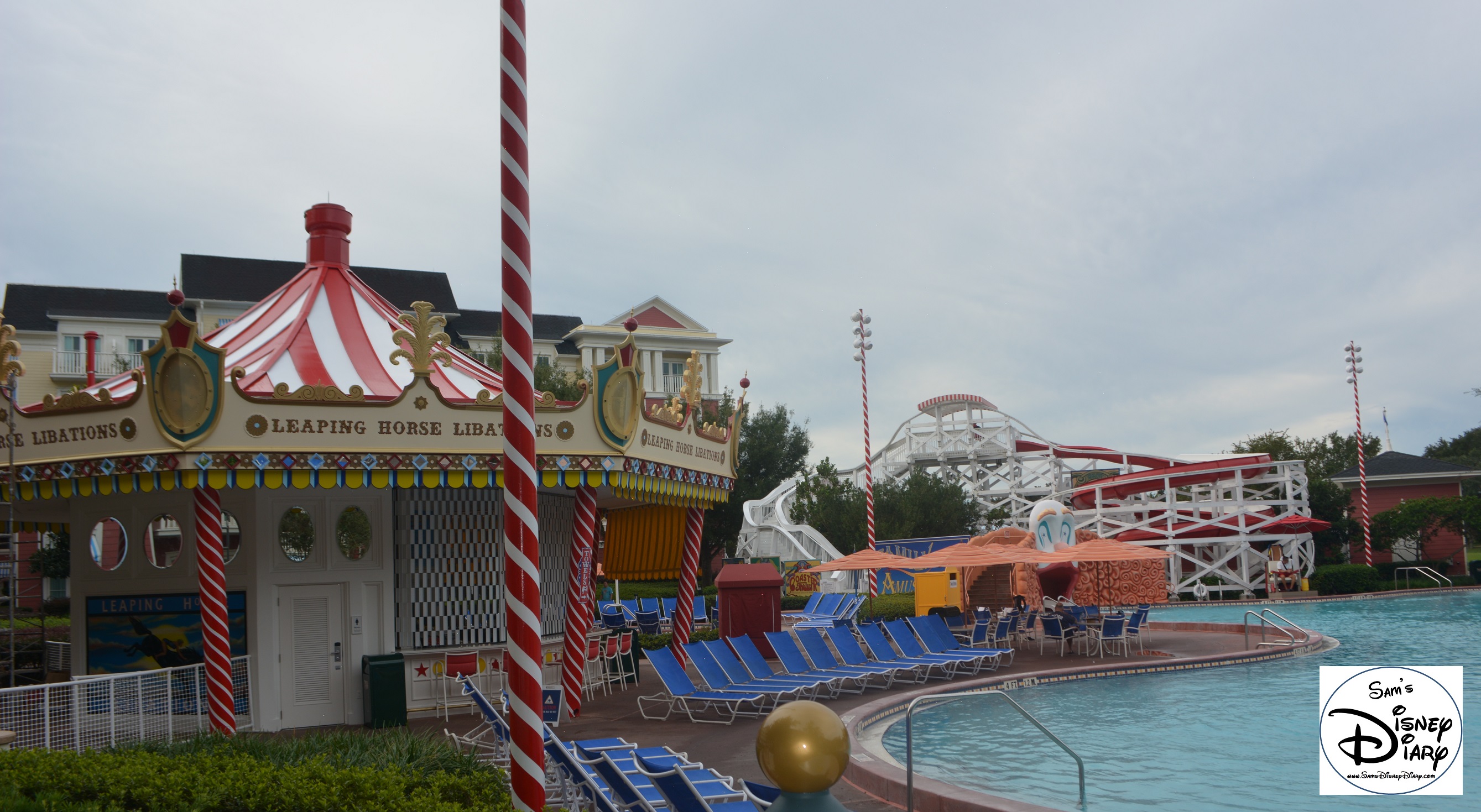 Theme is everywhere at the Walt Disney World Boardwalk - and the Luna Park Feature Swimming pool is no Exception