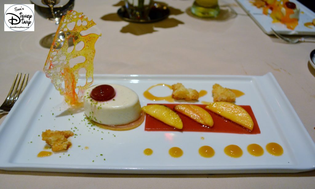 Victoria and Albert’s: Queen Victoria Room: Course #9: Dessert Course #1: Greek Yogurt Panna Cotta with Peaches