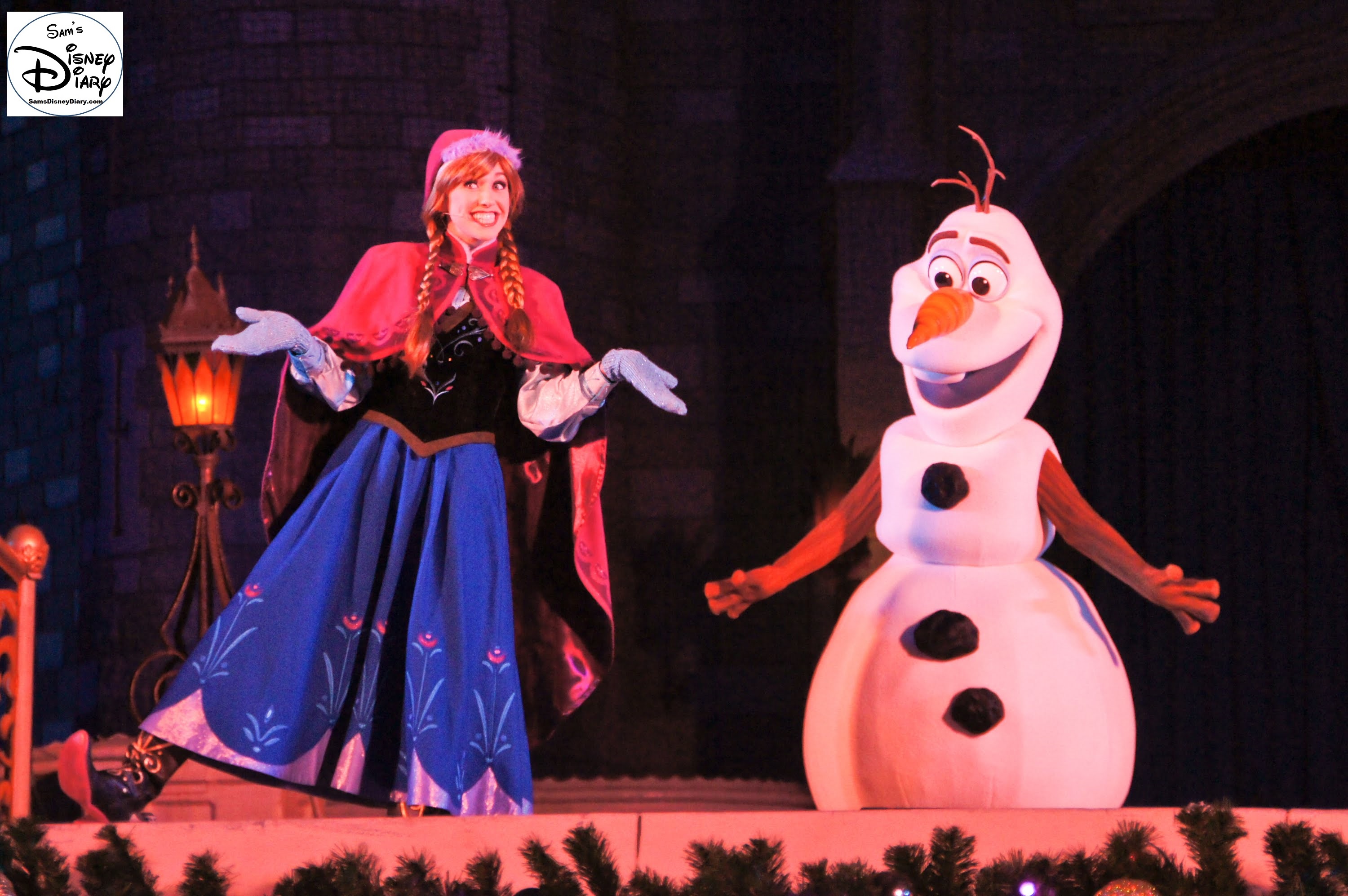 Sams Disney Diary #65 - Anna and the new Talking Olaf as they appeared during the 2015 Frozen Holiday Wish