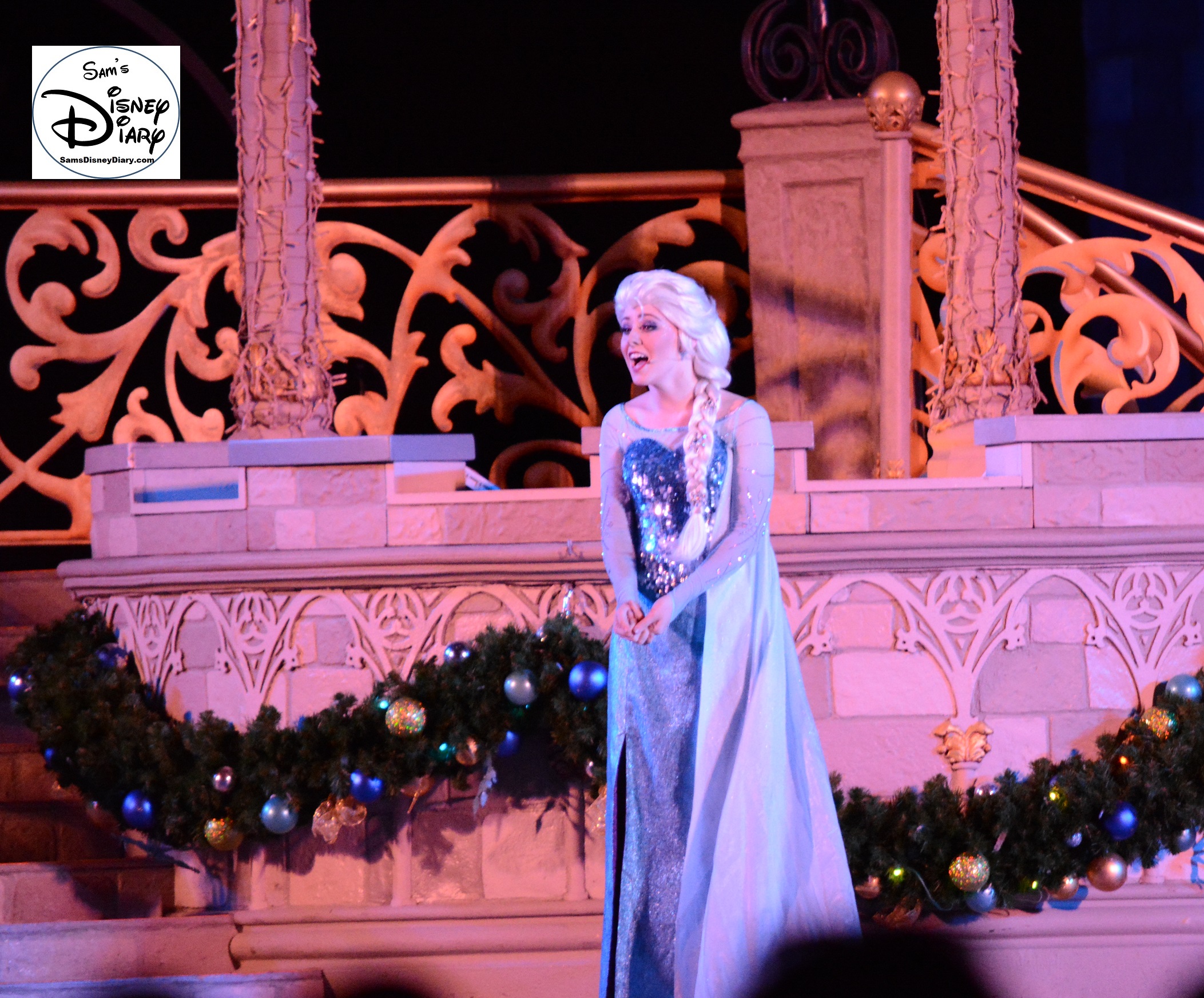 Sams Disney Diary #65 - Elsa prepared to "freeze" the castle in the 2015 Frozen Holiday Wish -