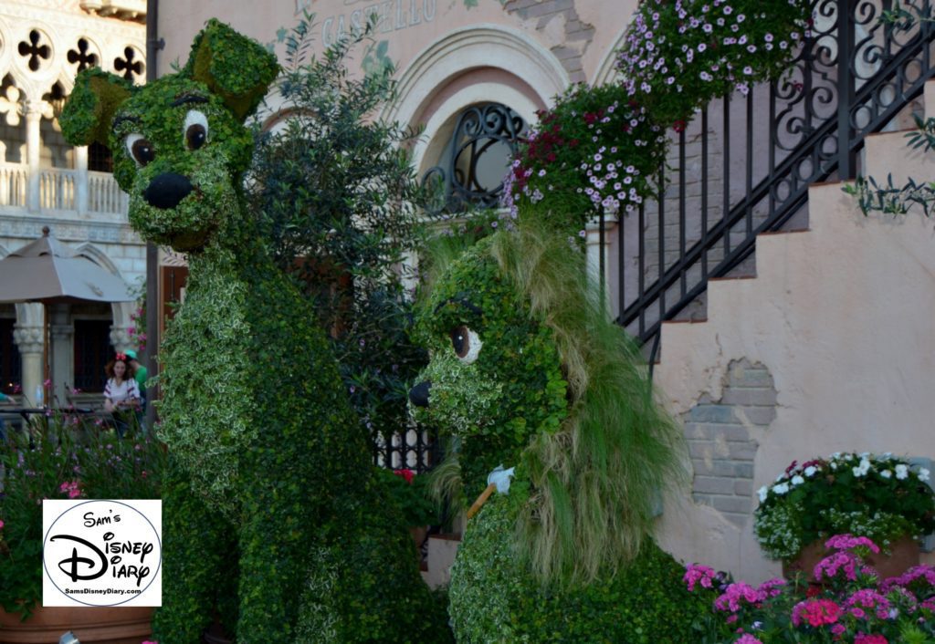 The 2017 Epcot International Flower and Garden Festival - Lady and the Tramp, a festival main stay.