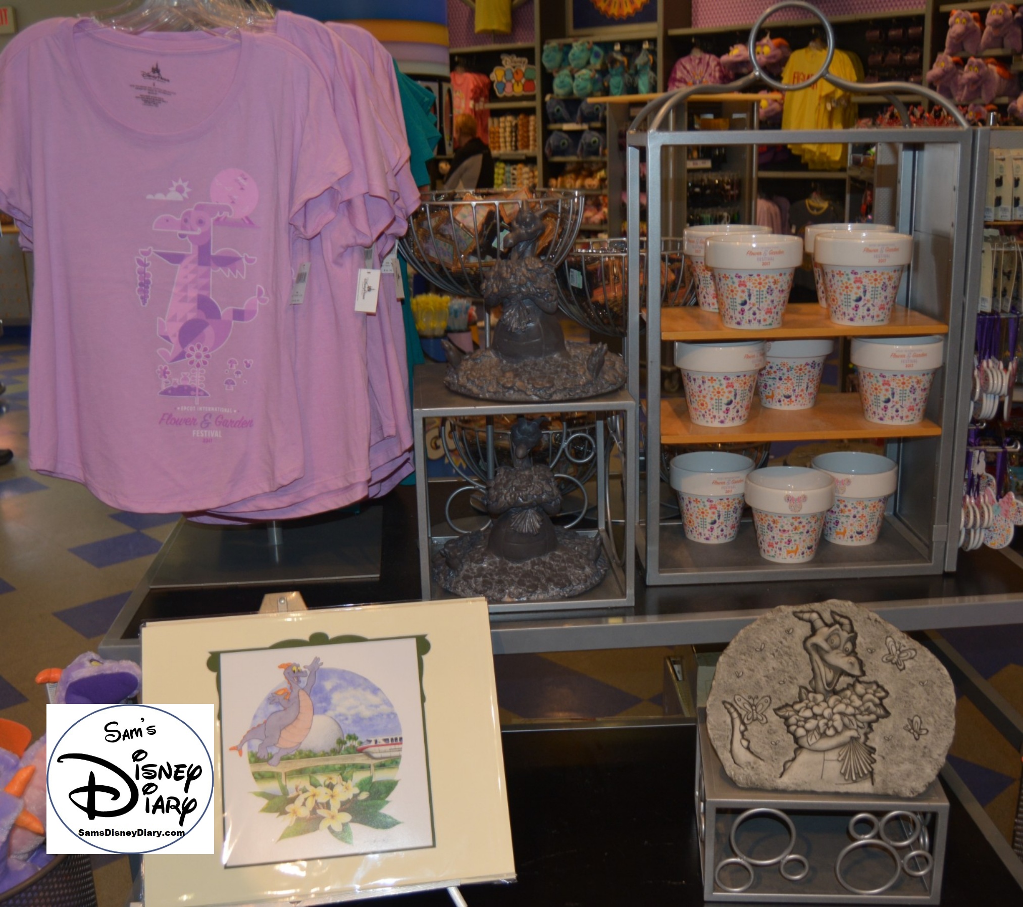 The 2017 Epcot International Flower and Garden Festival - Figment Merchandise.. Ok it's not Flower and Garden, but that's ok.