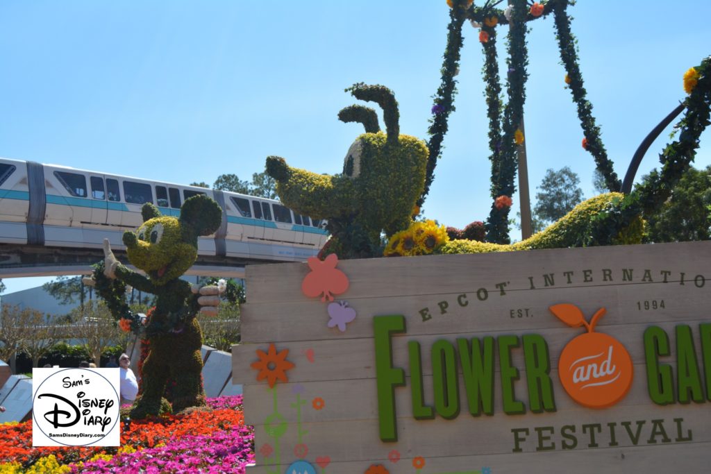 The 2017 Epcot International Flower and Garden Festival - The Entrance Topiary, Welcome to Spring Fun, Food and Flowers