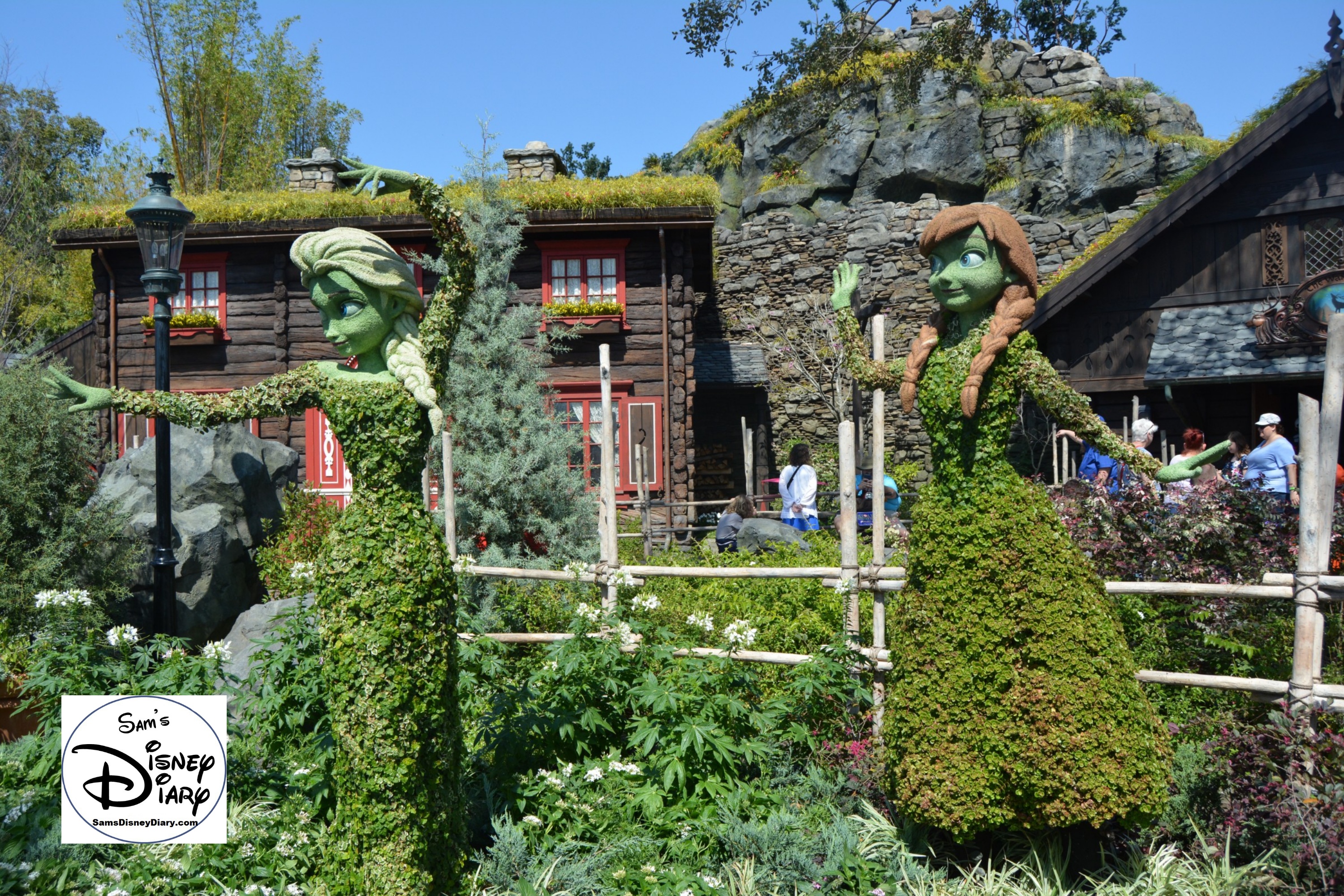 The 2017 Epcot International Flower and Garden Festival - Anna and Elsa near Frozen Ever After