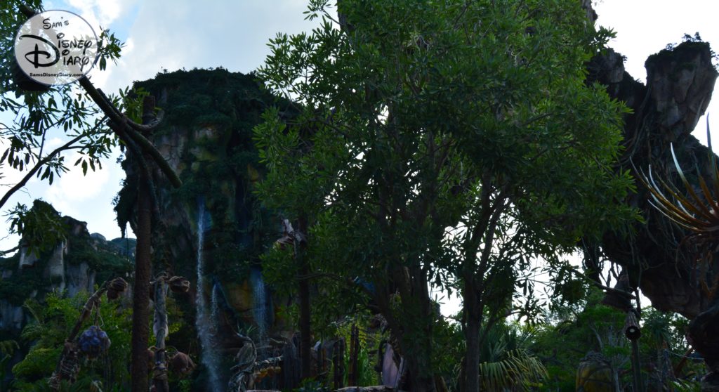 Water flows of the floating mountain into the valley.