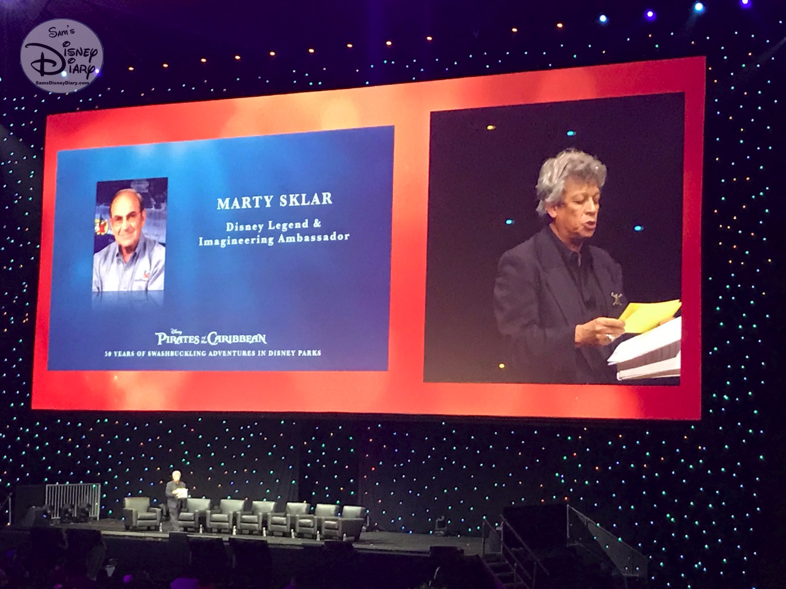 Marty Sklar introduced at the 50 years of pirates of the Caribbean panel - D23 2017