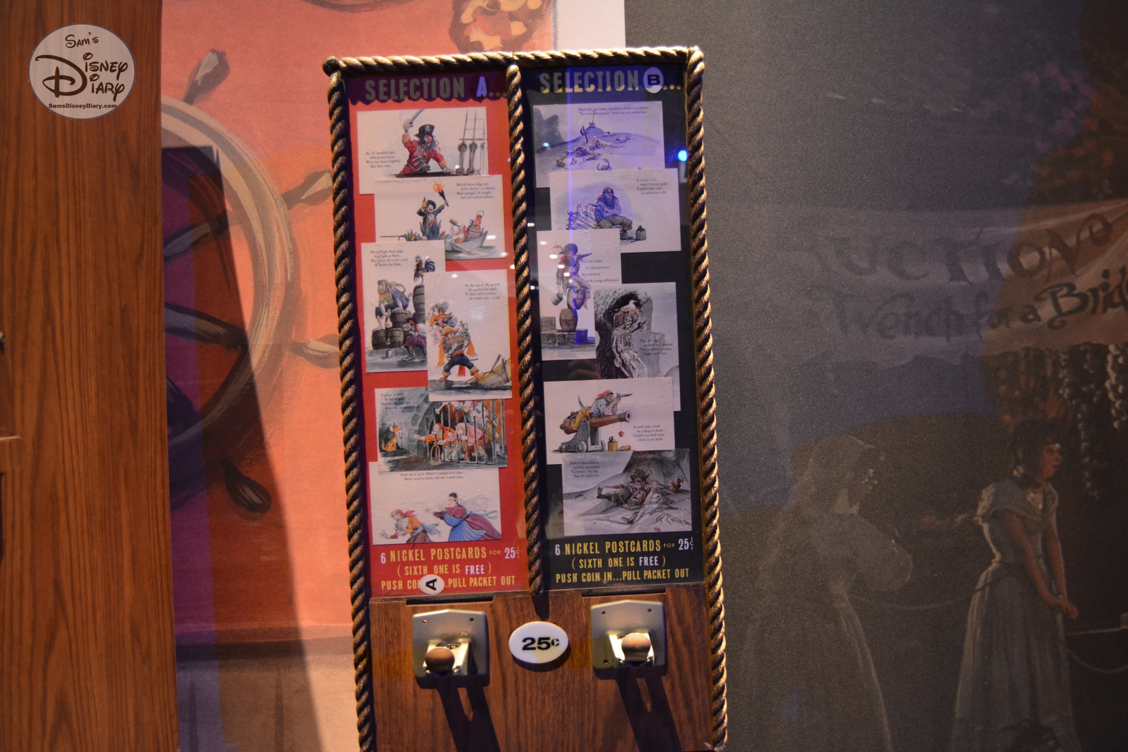 A 25 cent post card machine that was originally located at Disneyland Pirates, part of the D23 Expo Pirates Archive