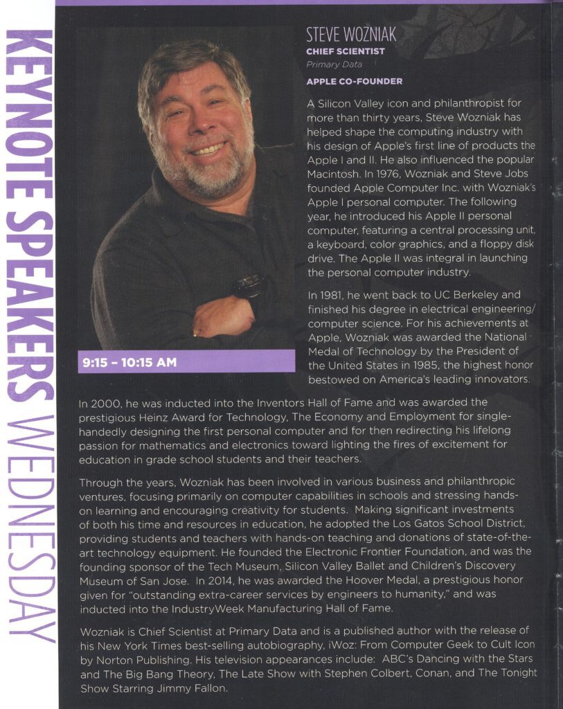 Steve Wozniak, Disney Data and Analytics Conference Keynote Address