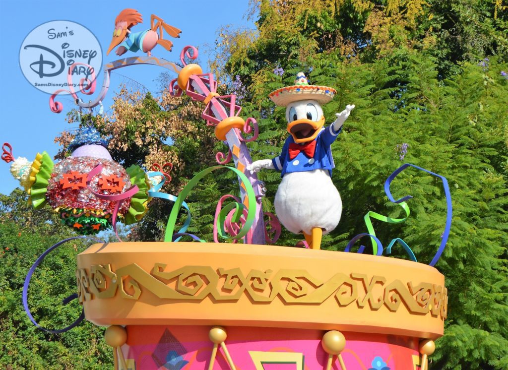 Donald's Fiesta Fantastico parade unit. Disneyland Soundsational parade