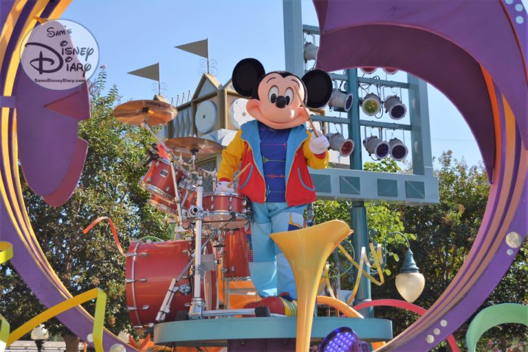 Disneyland Soundsational Parade - Mickey Mouse leads the parade with his full size drum set
