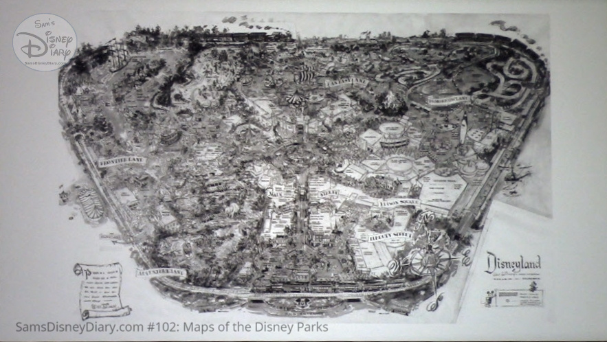 A photo of Sam McKims original Dsneyland Fun Map, this one is NOT in the book. - From D23 Expo 2017 Maps of the Disney Parks and the book and the book