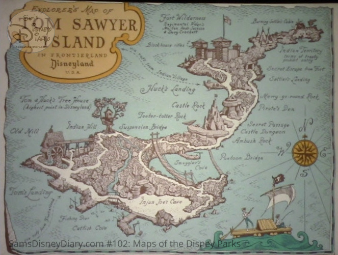 Disneyland Park Tom Sawyer Island - From D23 Expo 2017 Maps of the Disney Parks and the book