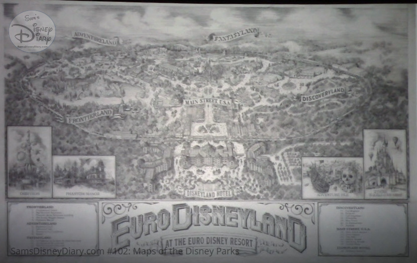 Euro Disneyland Park (Now Disneyland Paris Park) Fun Map - From D23 Expo 2017 Maps of the Disney Parks and the book