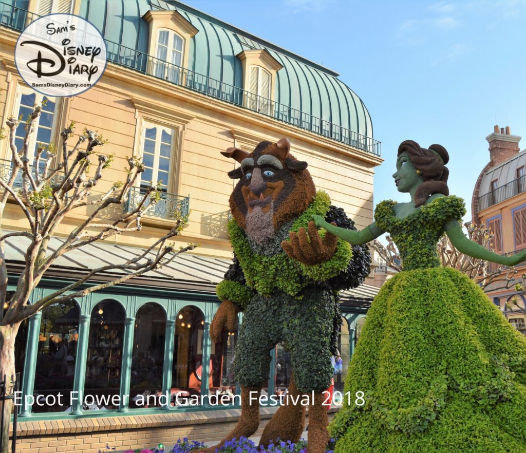 Sams Disney Diary Epcot Flower and Garden Festival 2018 - Topiaries - Beauty and the Beast in France