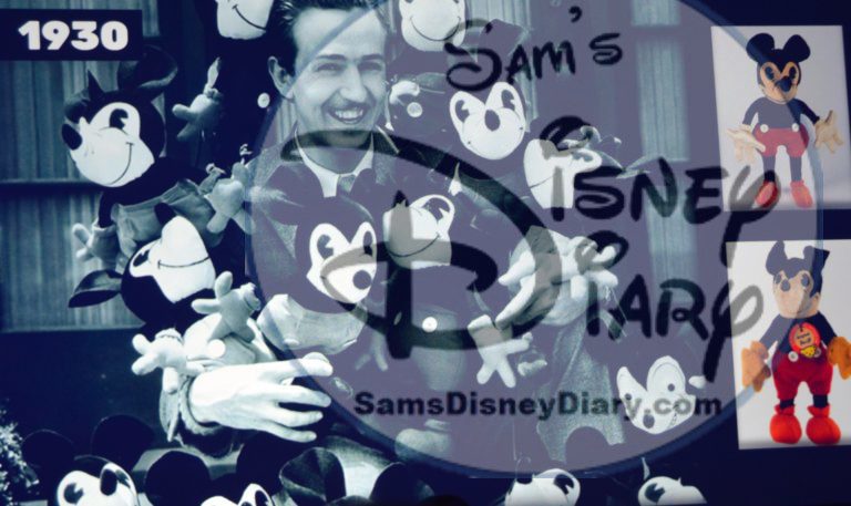 The Product Legacy Breakout at the D23 Expo 2017 highlights the history of Disney Merchandise. Walt with the the original mickey plush cira 1930
