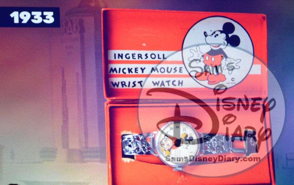 The Product Legacy Breakout at the D23 Expo 2017 highlights the history of Disney Merchandise. Here is one of the first Mickey Watches from 1933