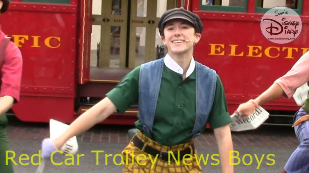 SamsDisneyDiary 112: DCA Red Car Trolley News Boys with Mikey Mouse