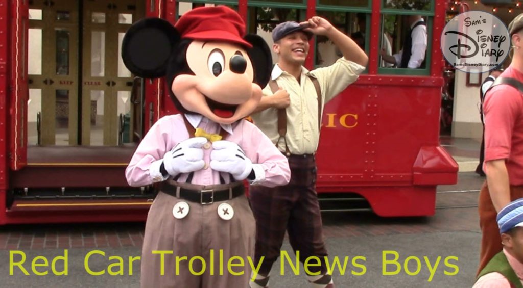 SamsDisneyDiary 112: DCA Red Car Trolley News Boys with Mikey Mouse