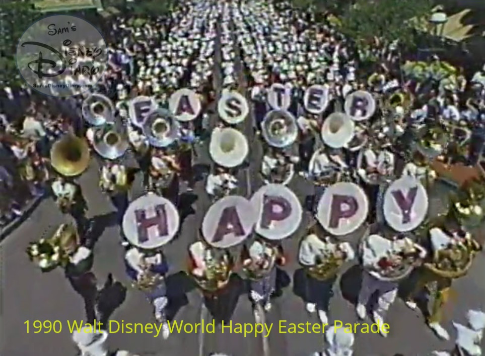 1990 Walt Disney World Happy Easter Parade - A 500-piece Honor Band starts the parade at the magic kingdom