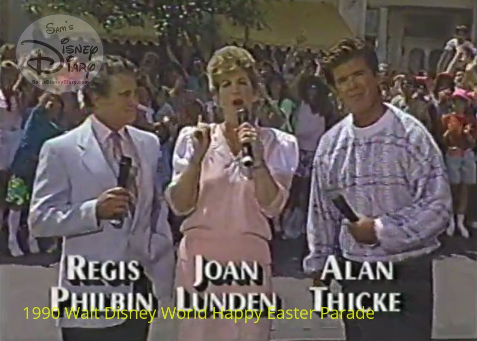 1990 Walt Disney World Happy Easter Parade - Co-Hosts Regis Philbin, Joan Lunden and Alan Thicke
