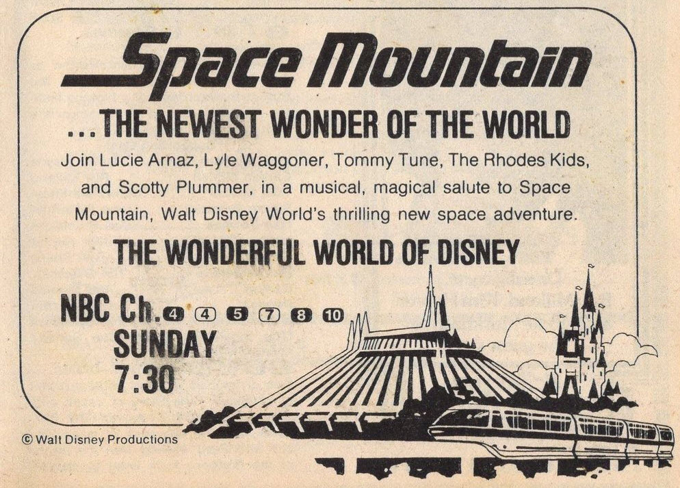 Promotional Add for "The Newest Wonder of the World" Space Mountain and Welcome to the World on The Wonderful World of Disney