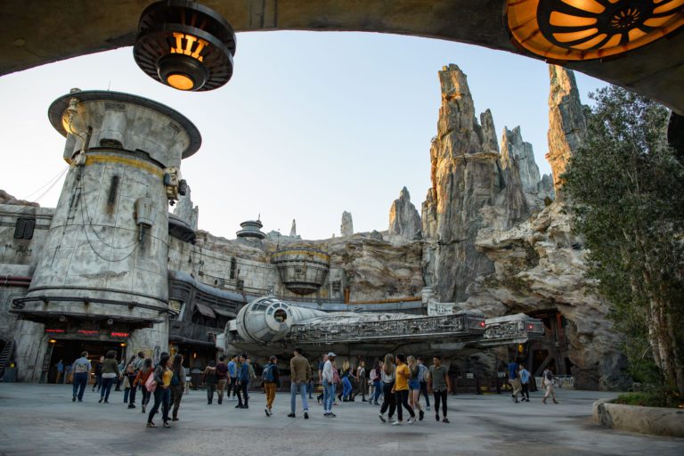 Star Wars: GalaxyÕs Edge at Disneyland Park in Anaheim, California, and at Disney's Hollywood Studios in Lake Buena Vista, Florida, is Disney's largest single-themed land expansion ever at 14-acres each, transporting guests to Black Spire Outpost, a village on the planet of Batuu. Guests will discover two signature attractions. Millennium Falcon: Smugglers Run (pictured), available opening day, and Star Wars: Rise of the Resistance, opening later this year. (Todd Wawrychuk/Disney Parks)