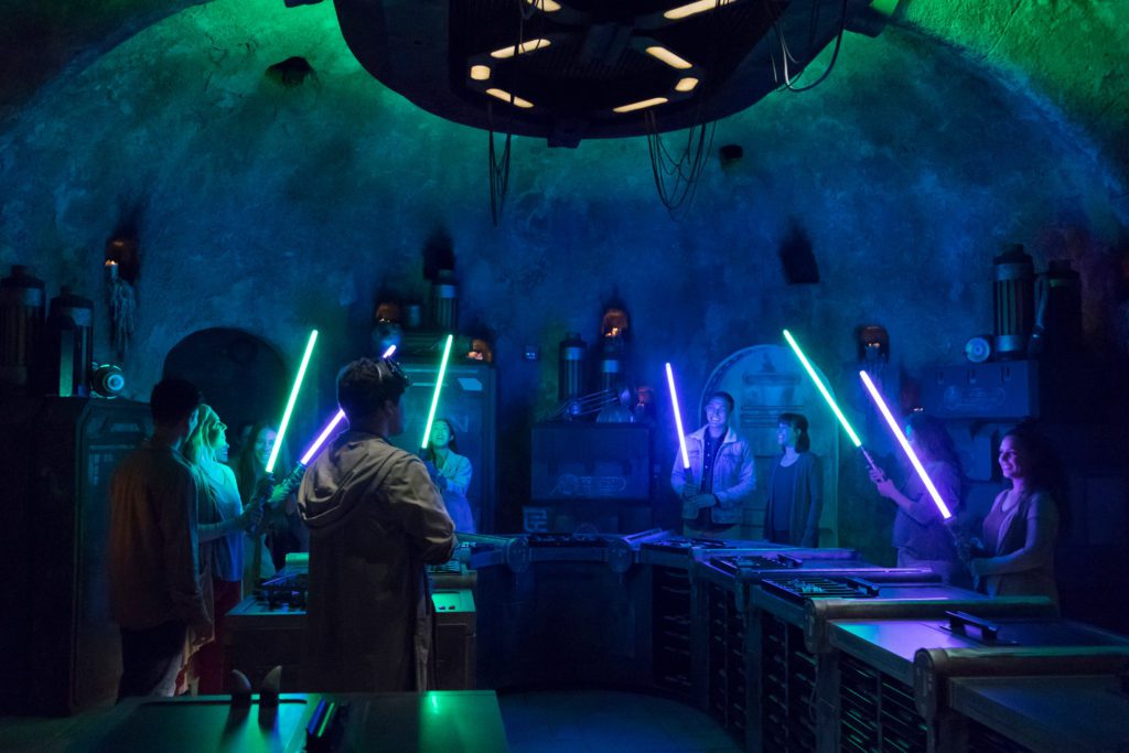 Disney guests will discover exotic finds throughout Star Wars: GalaxyÕs Edge at Disneyland Park in Anaheim, California, and at Disney's Hollywood Studios in Lake Buena Vista, Florida. At SaviÕs Workshop Ð Handbuilt Lightsabers, guests will have the opportunity to customize and craft their own lightsabers. In this exclusive experience, guests will feel like a Jedi as they build these elegant weapons from a more civilized age. (Joshua Sudock/Disney Parks)