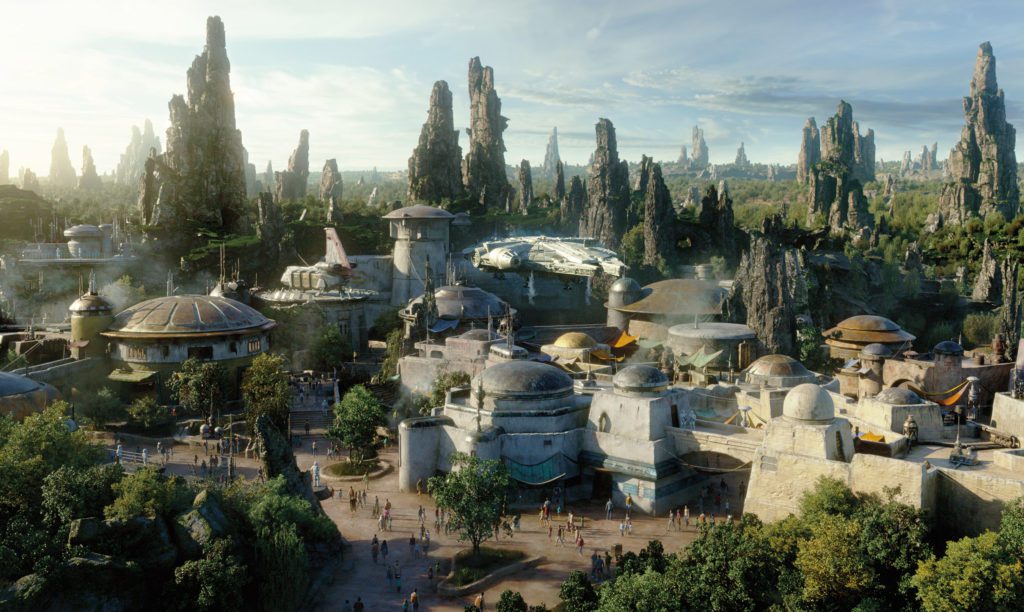 Star Wars: Galaxy’s Edge at Disneyland Park in Anaheim, California and at Disney's Hollywood Studios in Lake Buena Vista, Florida, is Disney's largest single-themed land expansion ever at 14-acres each, transporting guests to Black Spire Outpost, a village on the never-before- seen planet of Batuu. Guests will discover two signature attractions. Millennium Falcon: Smugglers Run, available opening day, and Star Wars: Rise of the Resistance, opening later this year. (Disney Parks)