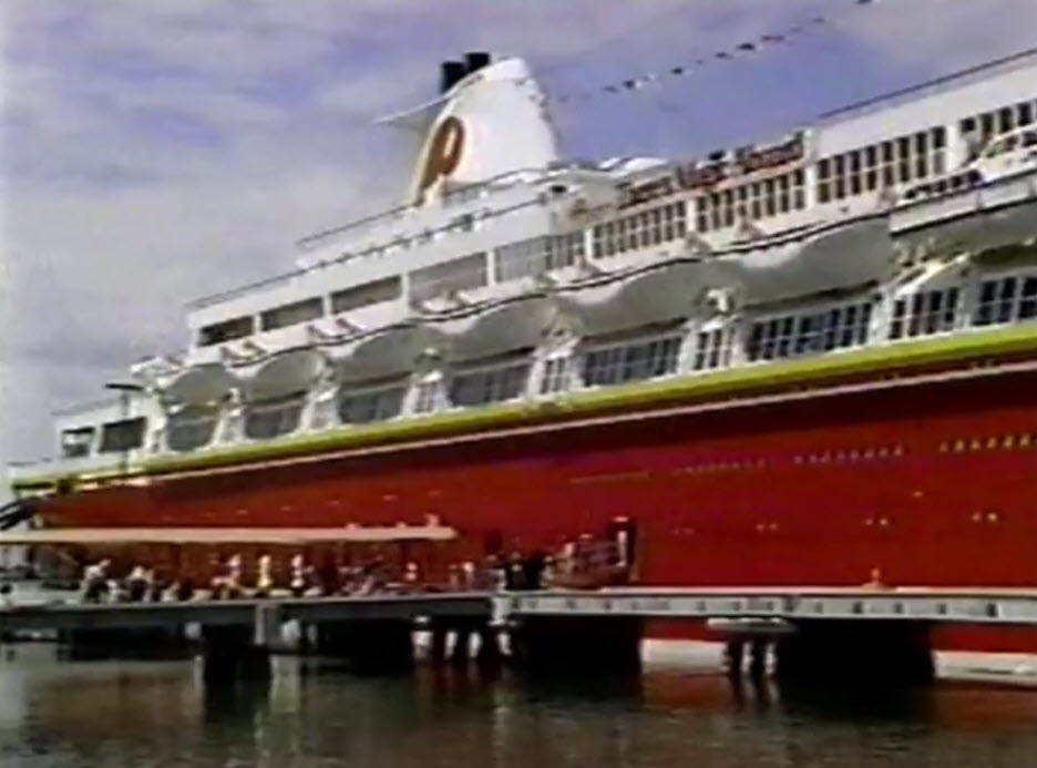 1987 Walt Disney World Easter Day Parade Alan Thicke check out the Starship Oceanic (The Big Red Boat)