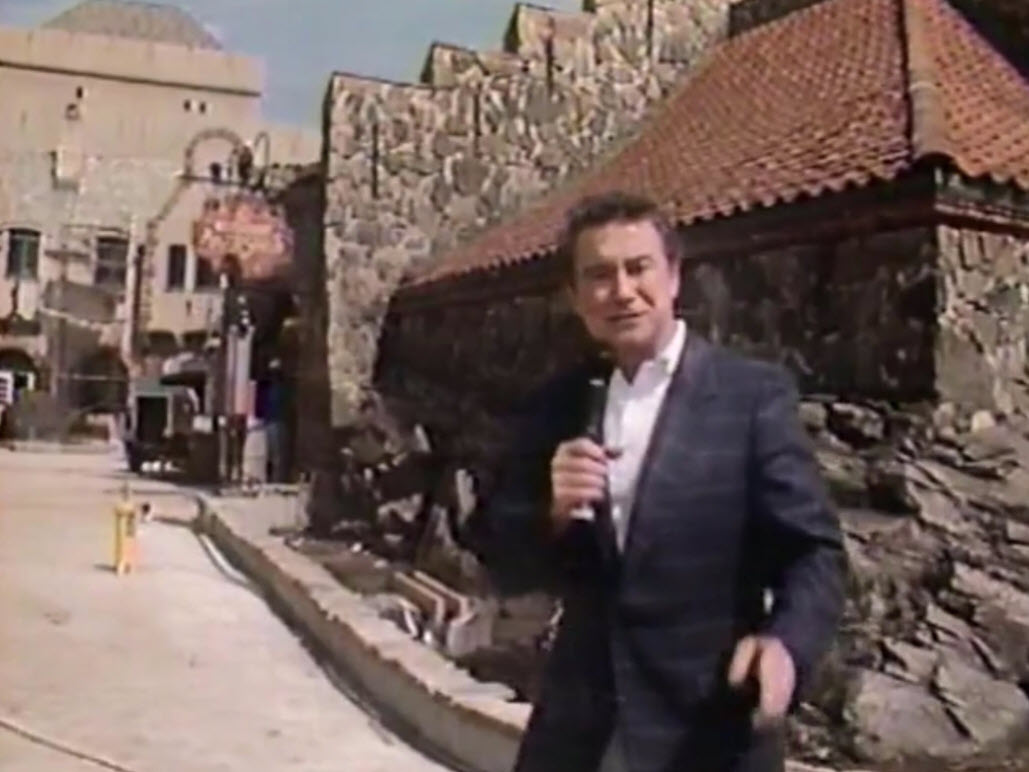 1988 Walt Disney World Easter Day Parade Hosts Regis Philbin visits the latest World Showcase Pavilion Norway