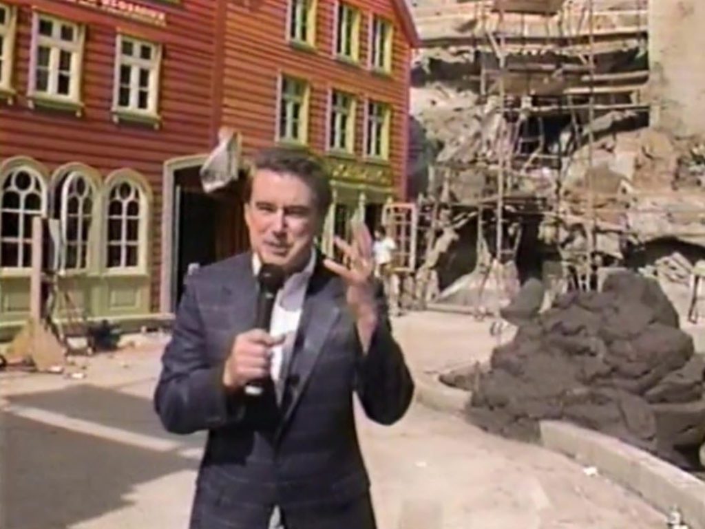 1988 Walt Disney World Easter Day Parade Hosts Regis Philbin visits the latest World Showcase Pavilion Norway