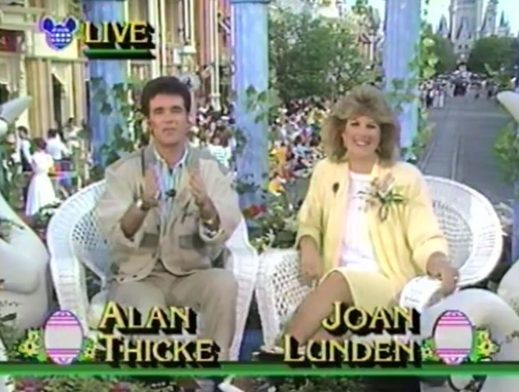 1988 Walt Disney World Easter Day Parade Hosts Joan Lunden and Alan Thicke