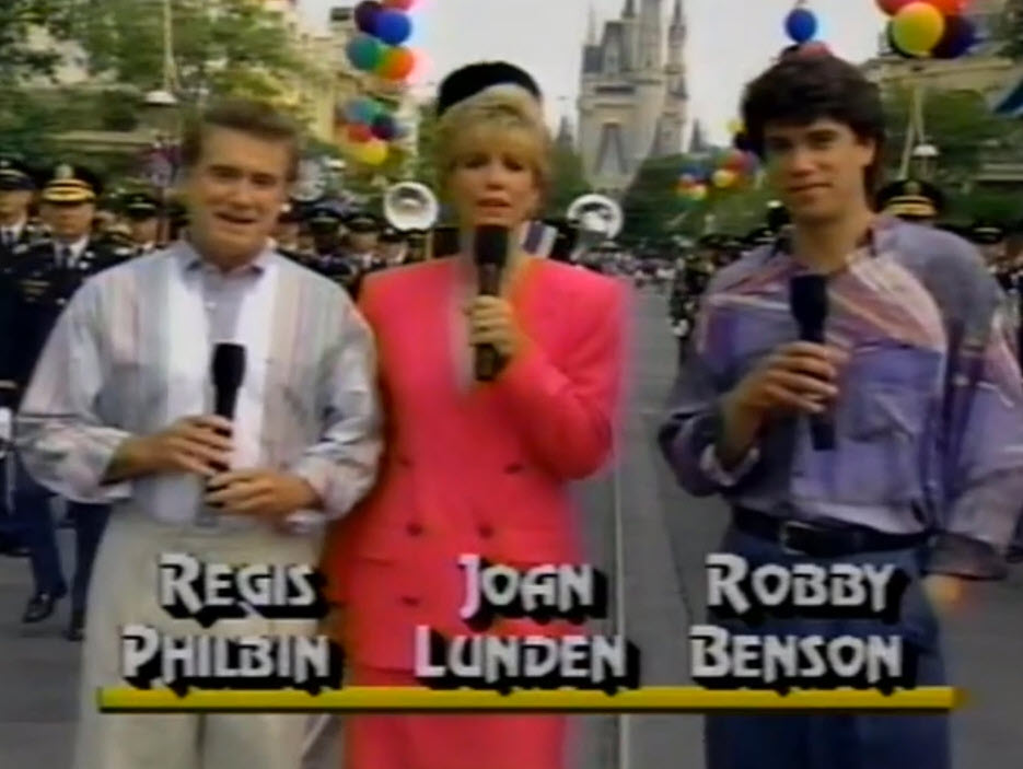1992 Walt Disney World Easter Day Parade Host Joan Lunden, Regis Philbin and Robbie Benson