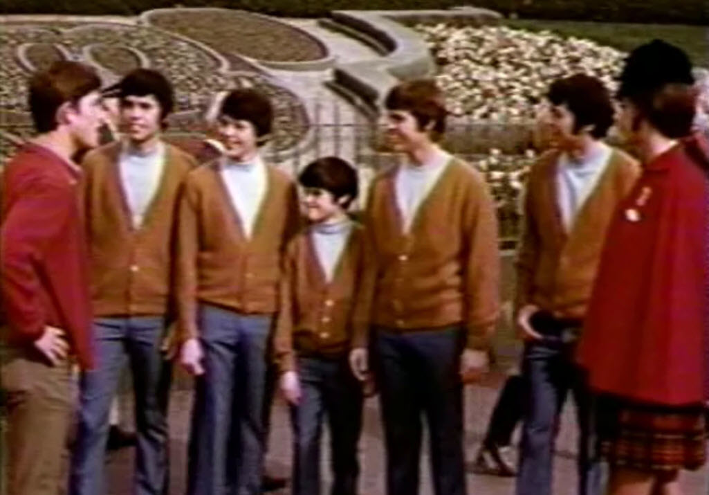 The Osmond Brothers, accompanied by Kurt Russell and Actress E.J. Peaker, come to Disneyland to perform