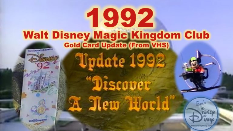 In 1992 Disney Magic Kingdom Gold Club Card Update from VHS - Update 1992 Discover a New World