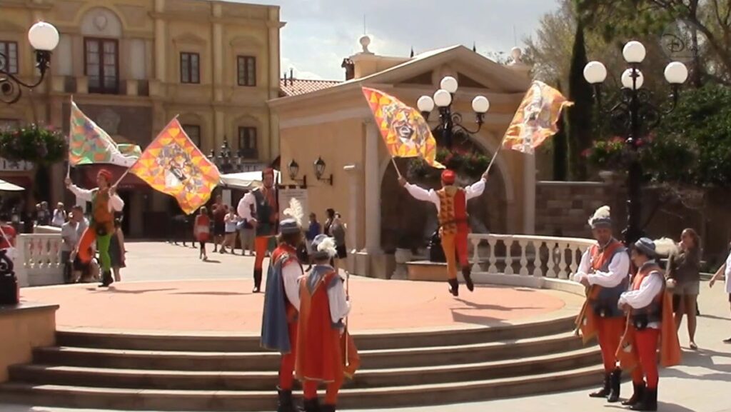 Spandellatori de sandselpocro (Epcots Italian Flag Throwing Troupe) 2015