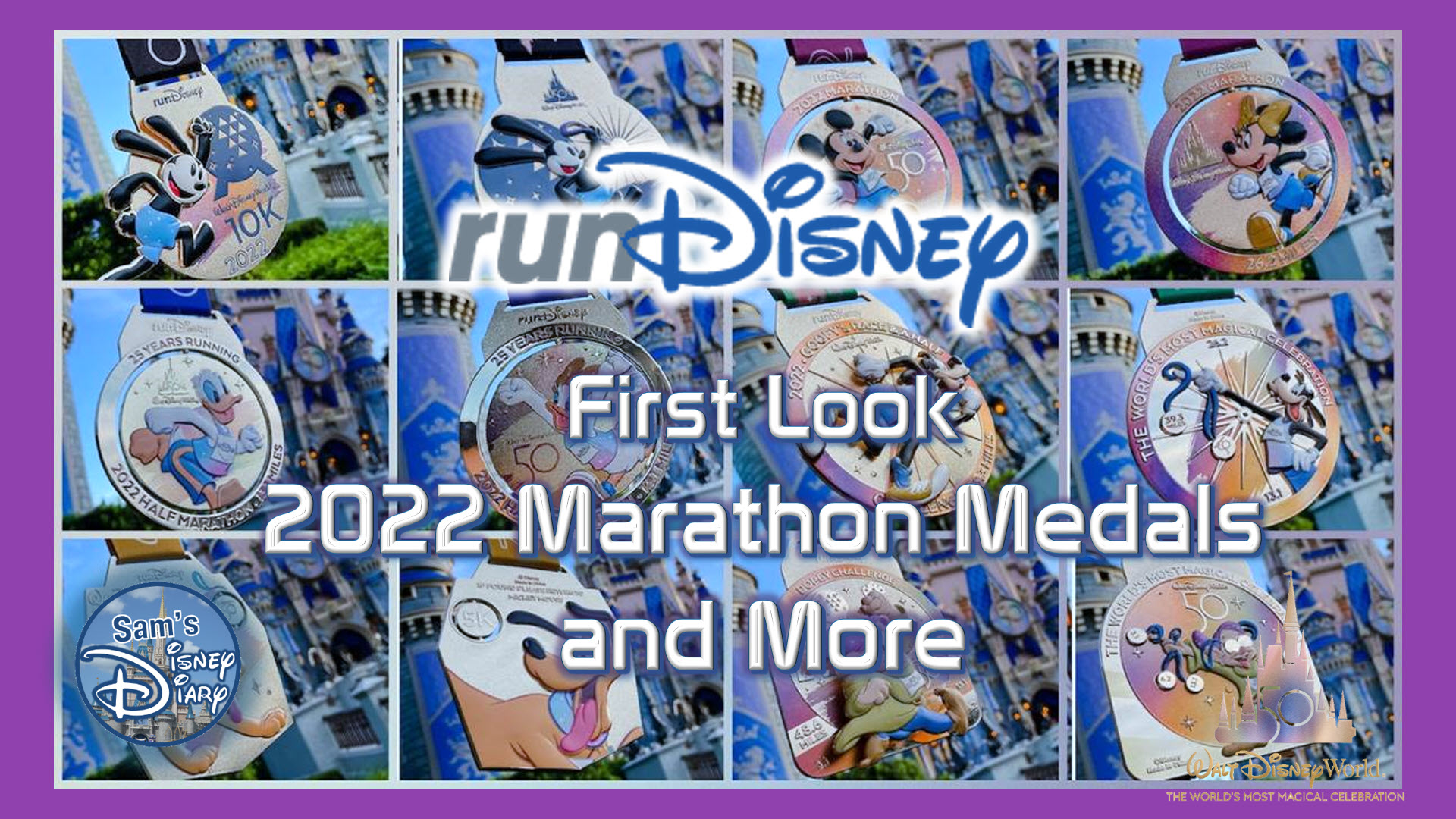 Walt Disney World 50th Anniversary | runDisney | 2022 Marathon Weekend | Medals | Disney Marathon | Faron Kelley