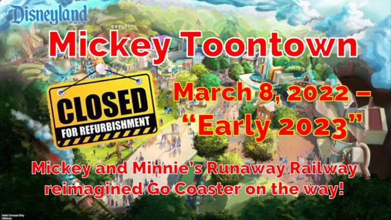 Disneyland Toon Town Closing march 8, 2022 - Early 2023 for Expansion and reimagination