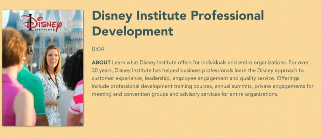 Disney Institute for Processional Development | Resort TV on Demand | Walt Disney World Resort TV