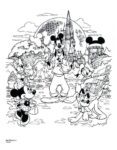 Disney Coloring Pages – Walt Disney World Icons with Goofy, Donald, Daisy Minnie and Pluto