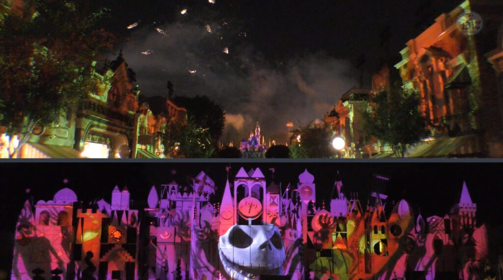 Disneyland Halloween Screams Fireworks 2022 | Split Screen | Main Street USA | It's a Small World