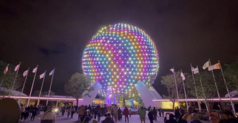 2023 Epcot Festival of the Arts | Imagination | Kiss Goodnight | Spaceship Earth Light Show
