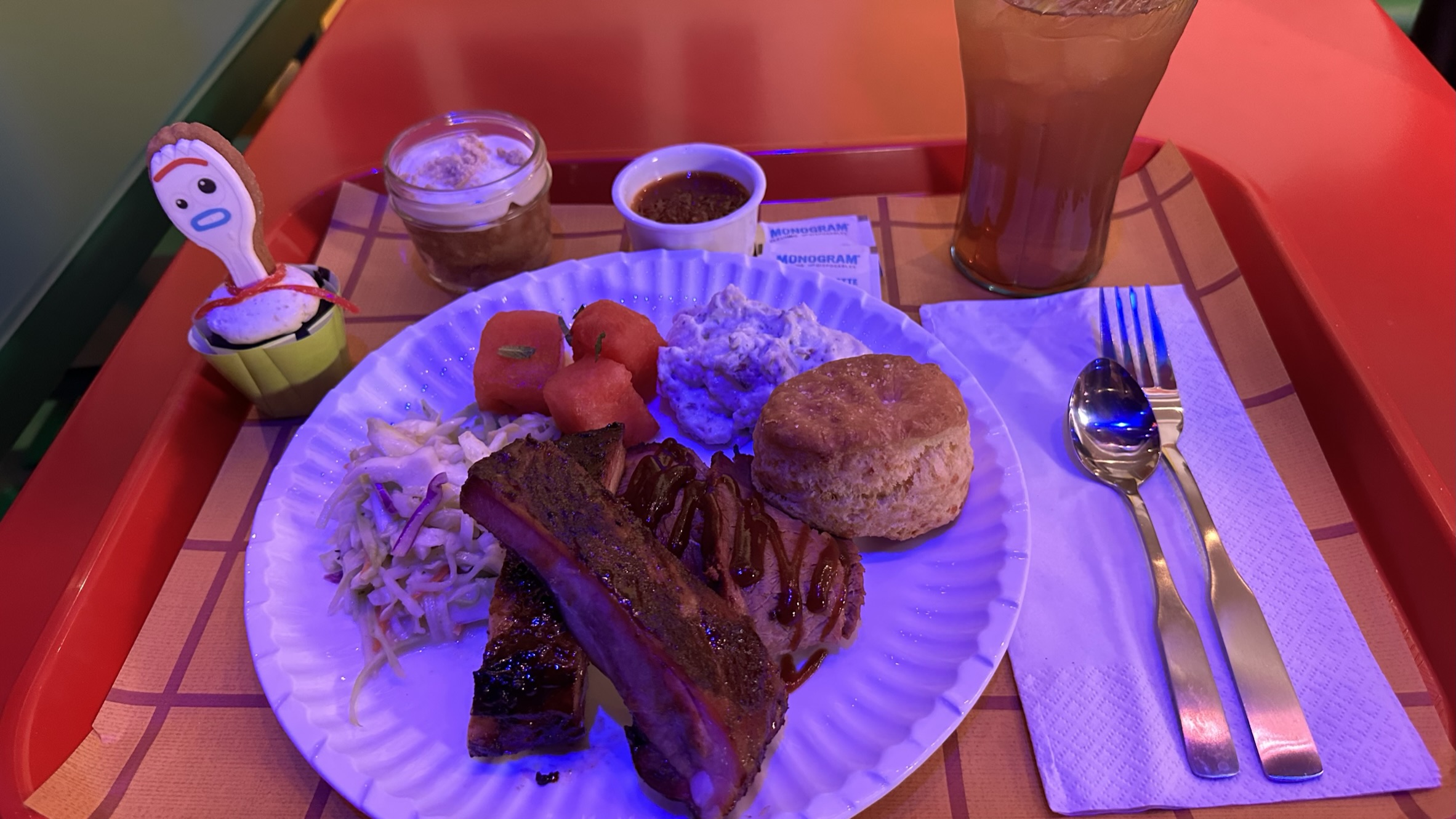 Toy Story Land Roundup Rodeo BBQ - Our Sample Plate - Looks like a paper plate, but its a real plate