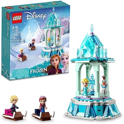 LEGO Disney Frozen Anna and Elsa’s Magical Carousel 43218 Ice Palace Building Toy Set with Elsa, Anna and Olaf, Great Birthday Gift for 6 Year olds