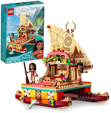 LEGO Disney Princess Moana's Wayfinding Boat 43210 Building Set - Moana and Sina Mini-Dolls, Dolphin Figure, Fun Movie Inspired Creative Toy for Boys, Girls, and Kids Ages 6+