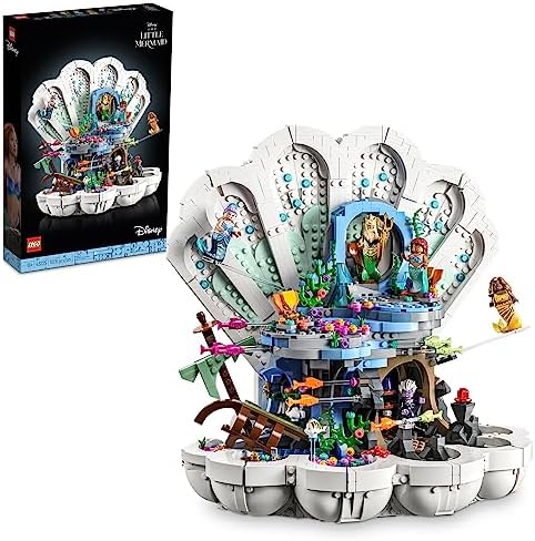 LEGO Disney The Little Mermaid Royal Clamshell 43225 Collectible Adult Building Set, Gift for Disney Princess Movie Fans Ages 18 and Up, Featuring Ariel, Ursula, King Triton, Sebastian and Flounder